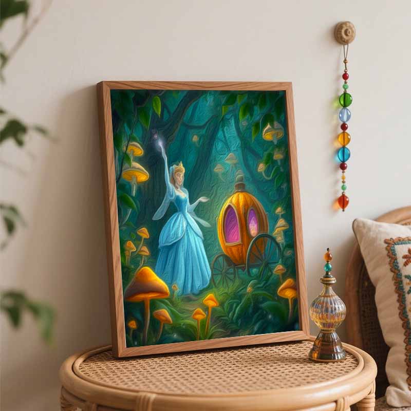 Disney Cinderella pumpkin carriage art painting kit handmade diy gift home decoration wall decor magical forest scene canvas painting set