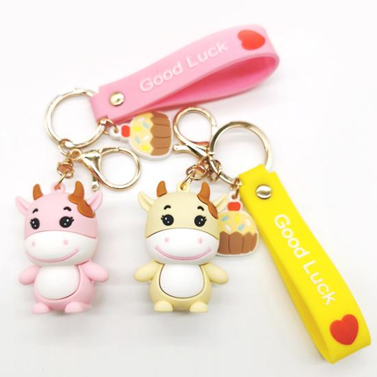 Breloc Papușă Vacă Desene Animat Geantă de școală Pandantiv Breloc pentru mașină Portar cheie pentru cuplu Cadou