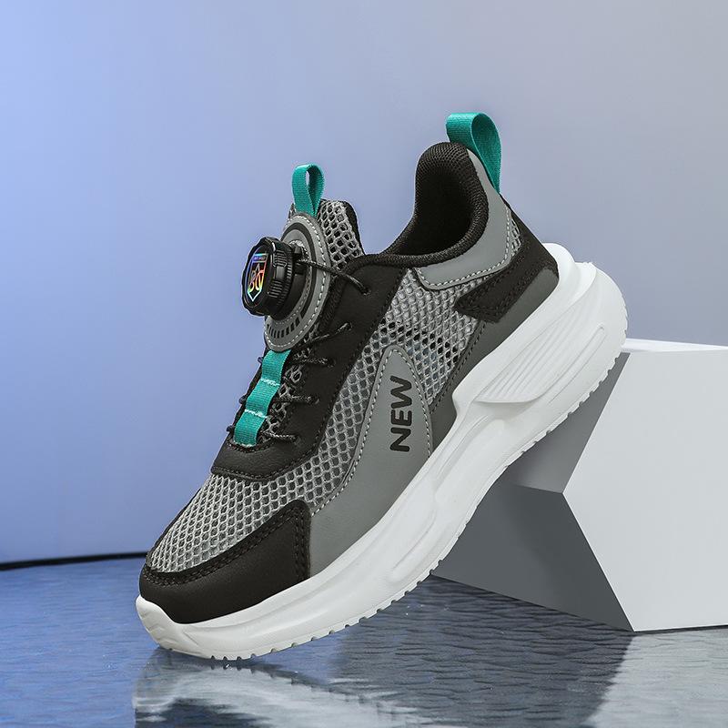 Children's personalized outdoor sports shoes 2025 boys rotating button breathable shoes medium older girls outdoor casual shoes
