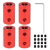 4 pcs 4-6mm Aluminum Alloy Red Rigid Coupling Set L20x12mm for RC Airplane Boat Motor Accessories with M4 Screws Wrench Shaft Coupler