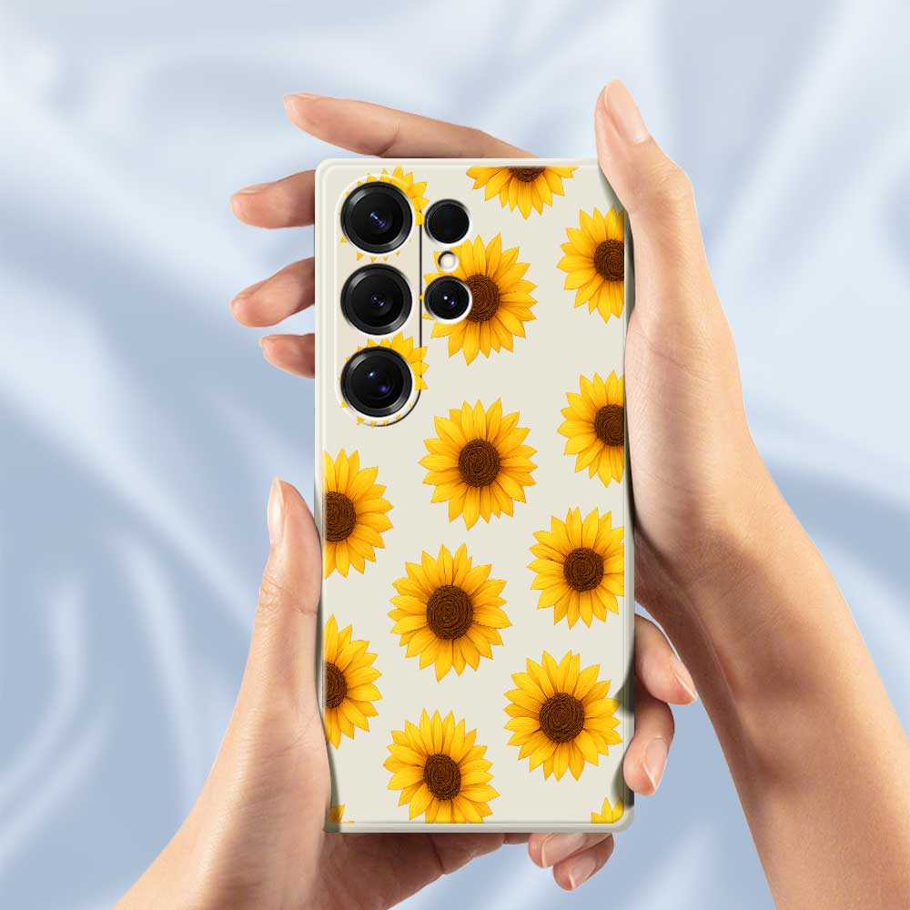 For Samsung Galaxy S25 Ultra Case Sunflowers Pattern Printing Straight Edge TPU Phone Back Cover