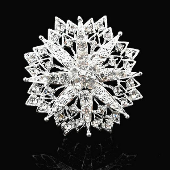Elegant Crystal Rhinestone Floral Brooch B337 Unisex