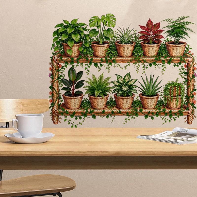 Multiple Flower Shelf Potted Furniture Wall Stickers Home Decor Accessories Living Room Bedroom Decoration Kids Room Wall Decals