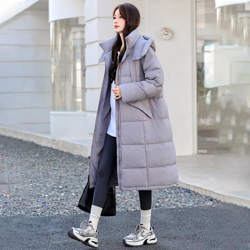 ROMON Women's Mid-Length Hooded Duck Down Jacket