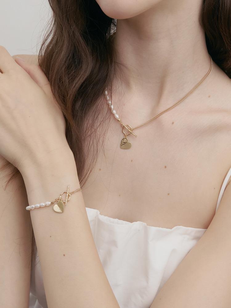 Sosoo Natural Pearl Rose Heart Pearl Bracelet