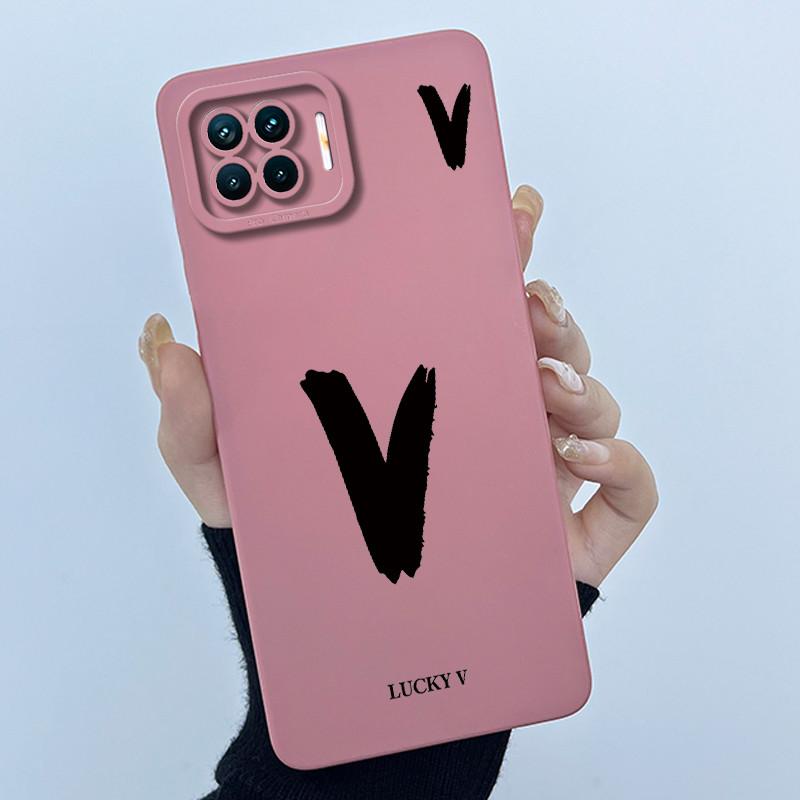 For OPPO F17 Oppo F17 Pro Case Oppo A73 A93 Reno 4F Back Cover TPU Silicon Lucky Initial Letter Couples Phone Bumper Soft Case