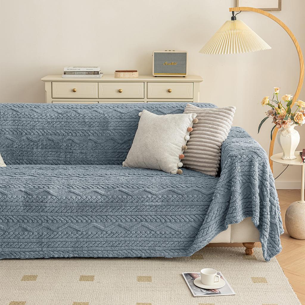 מגבת ספה חדשה דו-צדדית מכותנה קטיפתית נוחה, כיסוי ספה מלא יוקרתי קל, כיסוי ספה קטיפתי עמיד לשריטות חתולים לסתיו וחורף