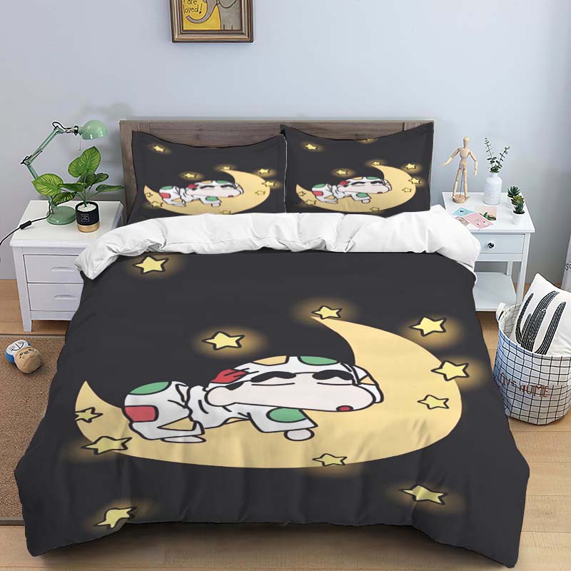 The adorable Crayon Shin-chan cartoon bedding set—including a duvet cover and pillowcases—is the perfect choice for decorating 135X200cm
