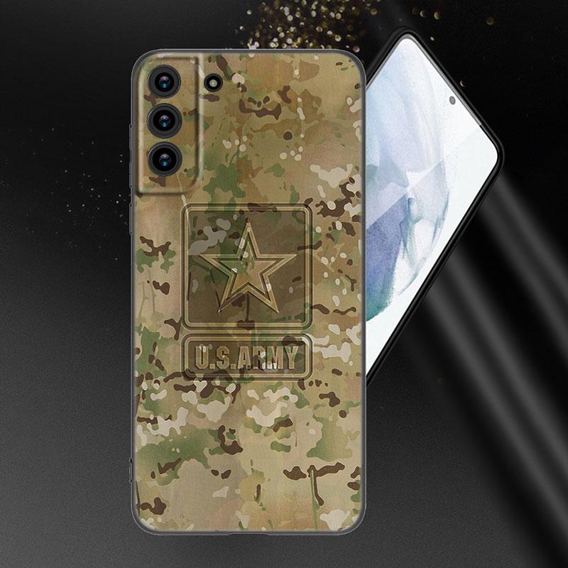 Camouflage Camo Army Black Silicone Phone Case For Samsung Galaxy S23 S21 S20 FE S24 S22 Ultra S10E S10 S9 S8 Plus
