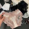 Female Spring and Summer Sexy Lace Light Luxury Pure Ice Screen Yarn Low Waist Triangle Briefs