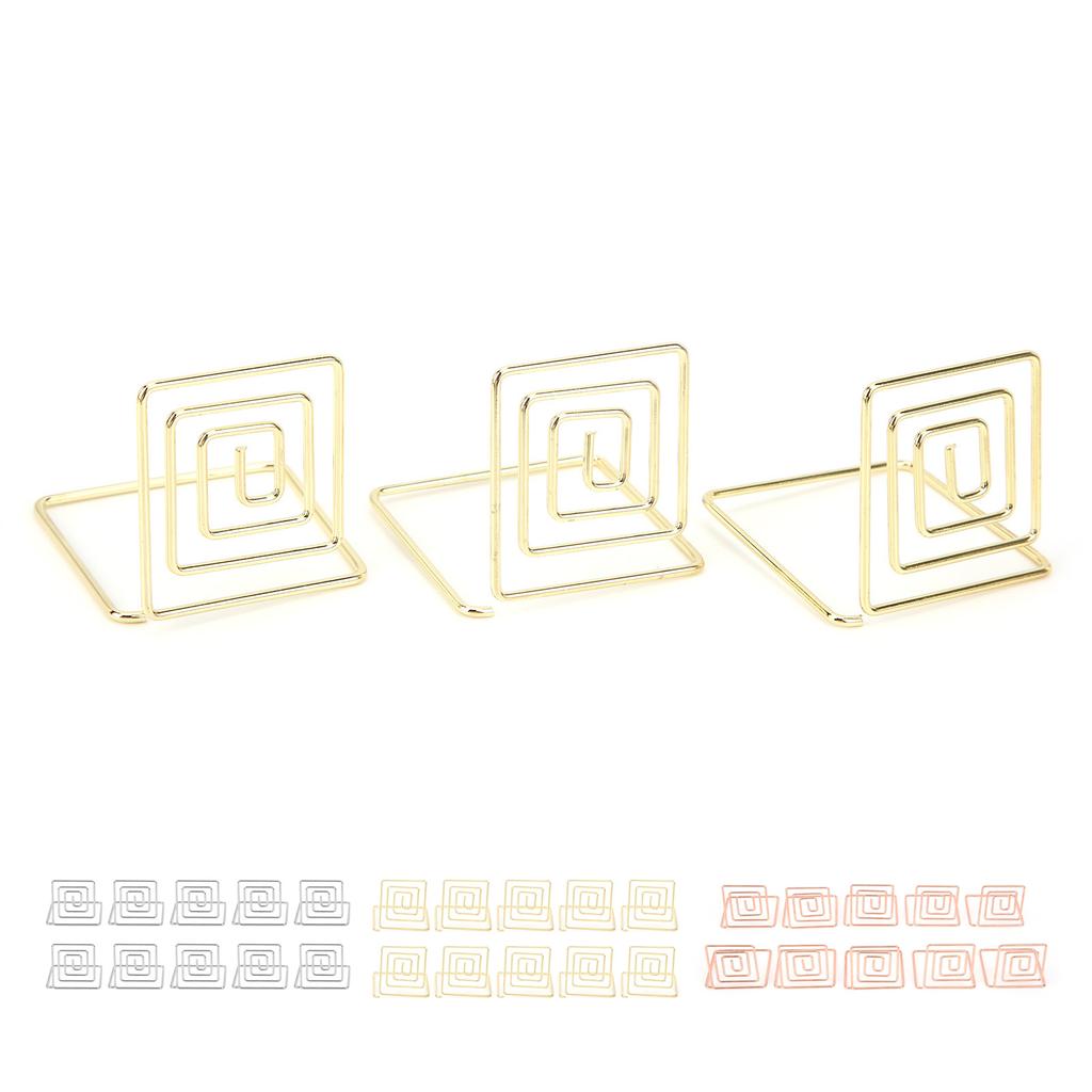 10Pcs Business Card Holder Mini Cute Metal Desktop Message Display Stand for Table Number Photo Memo