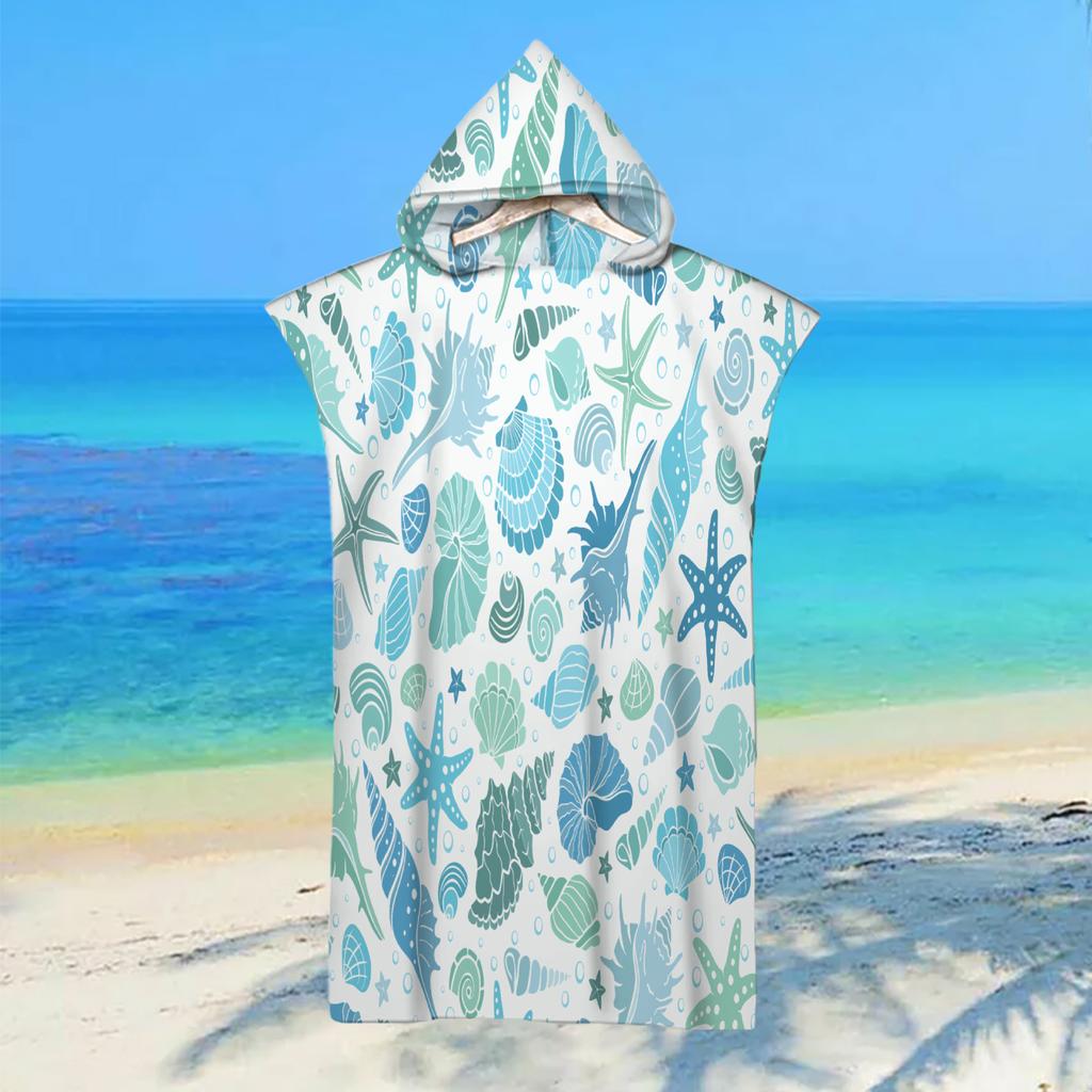 Adult Kids Beach Towel Quick Dry Hooded Cloak Children Women Large Bath Towels Sand Free Poncho Bathrobe For Summer Swim Surf