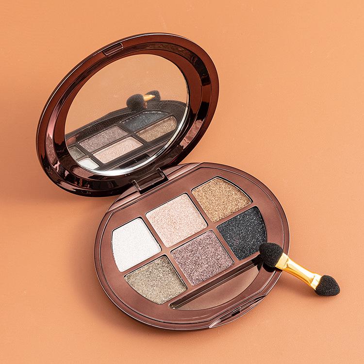Silky Six-Color Earth Tone Eyeshadow Palette: Matte & Pearlescent Shades for Beginners
