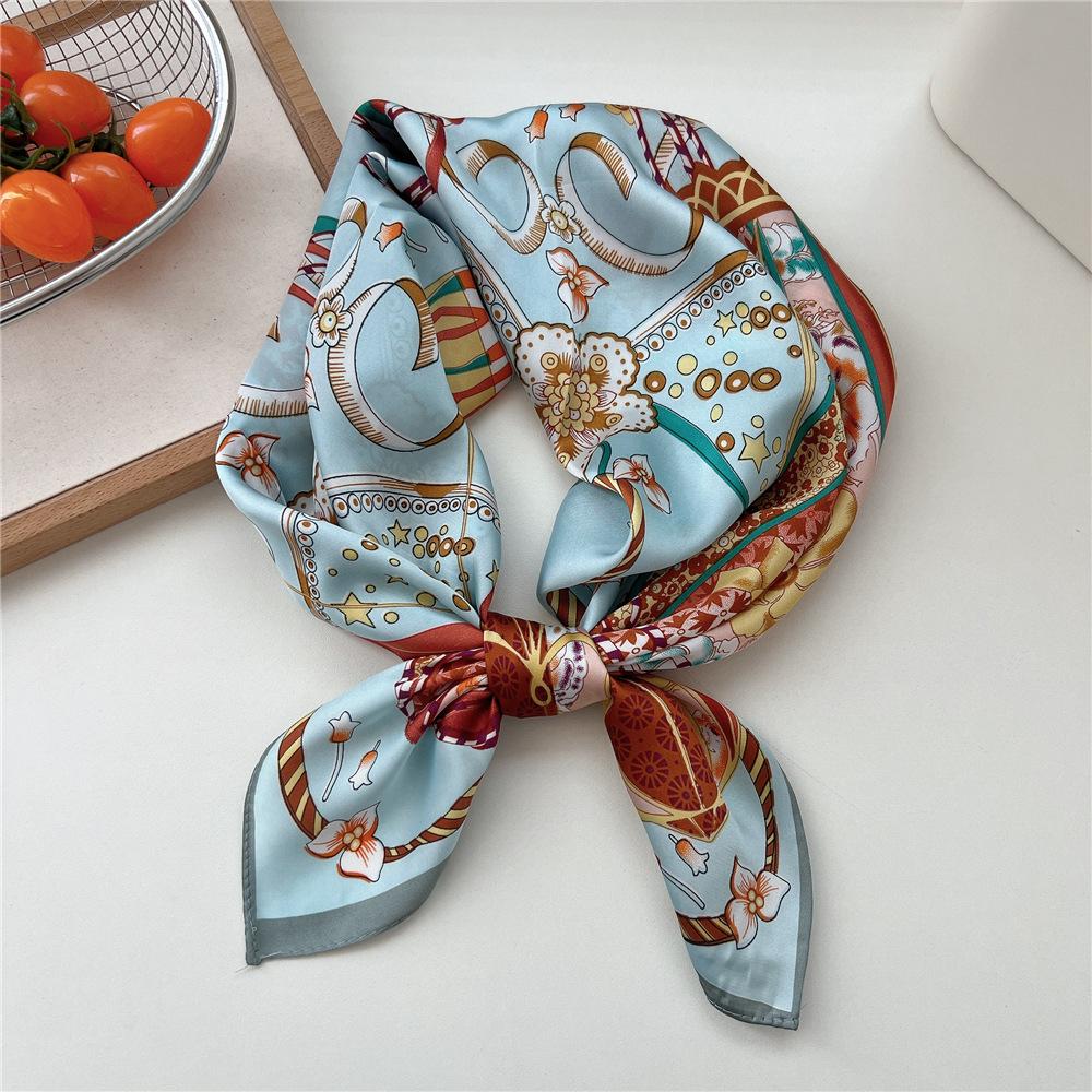 70*70cm New Luxury Square Scarf Silk Scarves Women Neck Hair Tie Band Hijab Kerchief Head Headband Smooth Bandana Female Foulard
