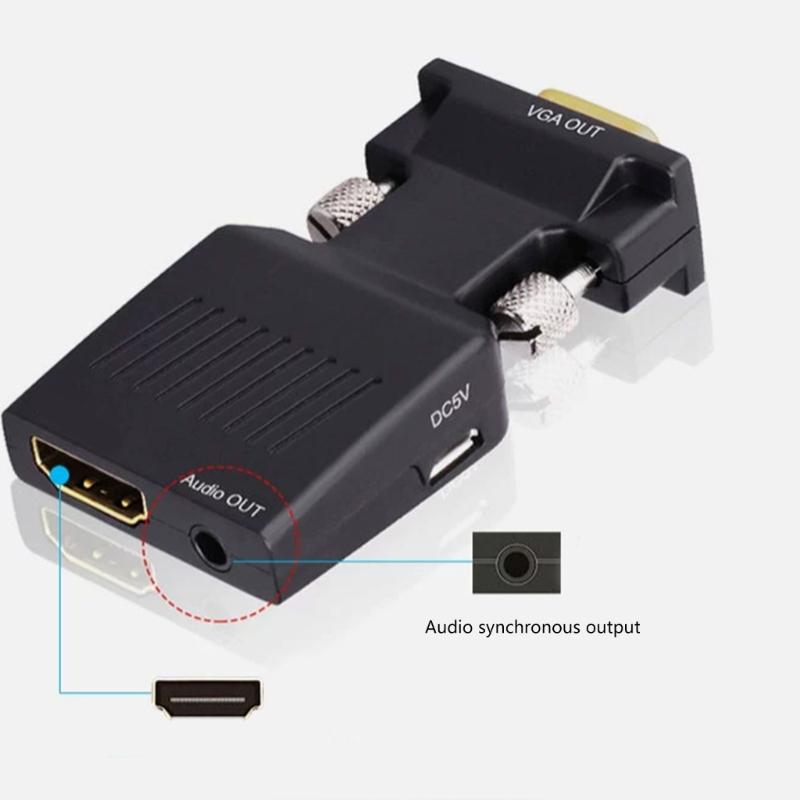 HDTV To VGA Adapter Converters Output Computer Set Top Box Connector Dongle for Laptop PC Monitors Projectors 3.5mm Cabl