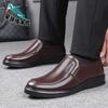 Business casual shoes men's spring and autumn casual leather shoes men's hollow hole shoes soft sole dad shoes