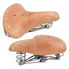 Vintage Classic Style Cow Leather Bicycle Saddle Retro Bicycle Cushion with Springs for Outdoor Cycling