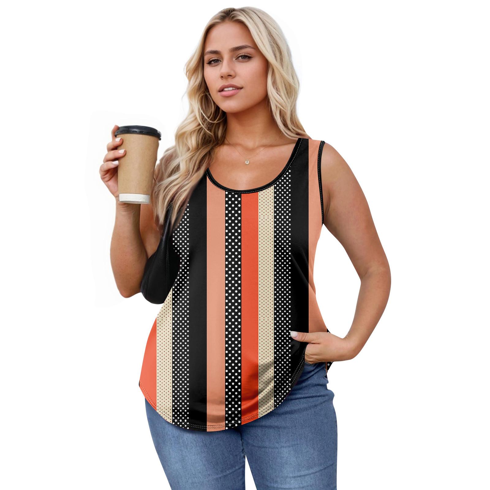 

Женская майка для девочек с принтом, повседневная майка, майки для женщин, свободный крой, топы без рукавов, струящиеся XXL шафрановый