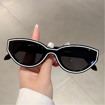Occhiali da Sole da Donna Stile Vintage Cat-Eye Eleganti con Decorazioni Lineari Trendy Occhiali Decorativi da Uomo per Esterno