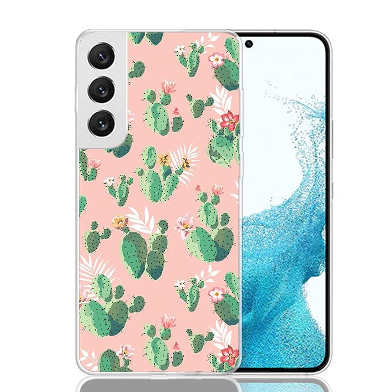 Cartoon Cactus Green Plants Phone Case For Samsung Galaxy S26 Ultra S23 S24 S25 Edge S20 FE S21 S22 Plus Soft Print Shell Cover