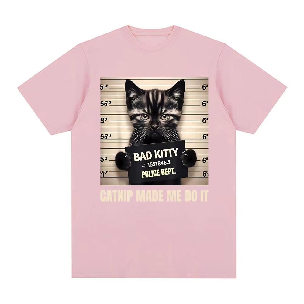 Mugshot for Cat Lover Cat Mom Cat Dad Graphic Tee Shirt Unisex Women Short Sleeve pure Cotton T Shirts Fashion Gothic Streetwear