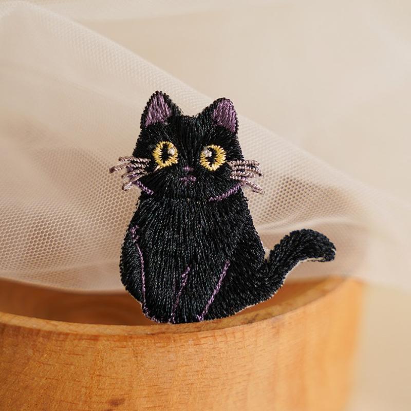 

Мультяшные нашивки-значки с черным котом для одежды, логотип, аксессуары, декоративные нашивки-наклейки, вышитые аппликации для шитья