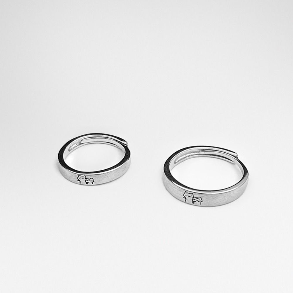 Valentine's Day Fashion Kroean Ring Couple Open Rings Romantic Silver Jewlery Cat Finger Ring