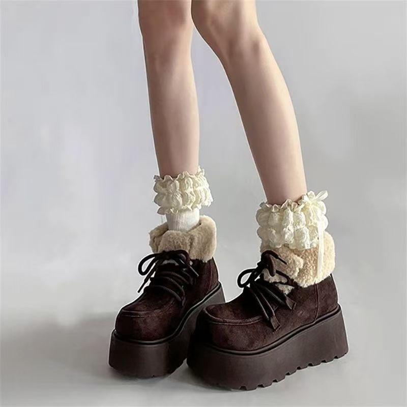 Snow Boots Women's Retro Short-top New Thick-soled, Fleece and Thickened Warm Cotton Shoes