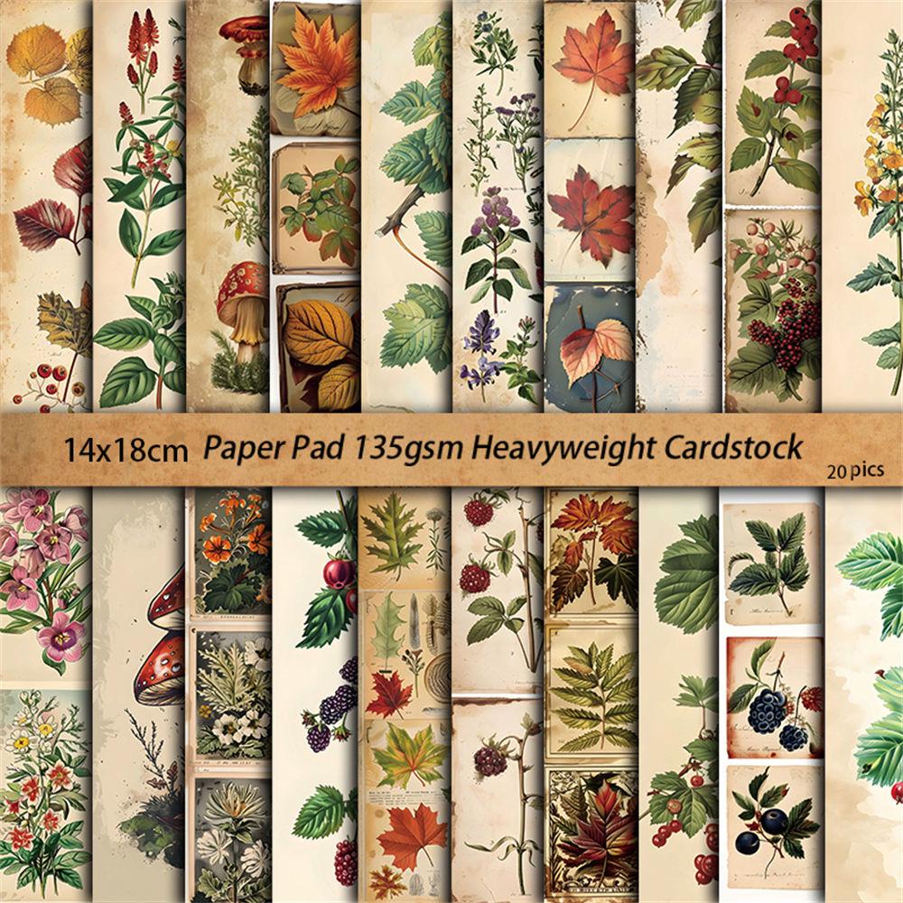 12 листов художественной ретро-бумаги для коллажей с ботаническими мотивами для DIY-стикеров