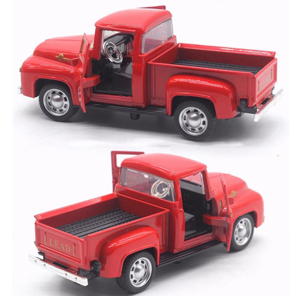 Vintage Red Truck Decor 1:32 Red Metal Pickup Truck Car Model Christmas Decorations for Desktop and