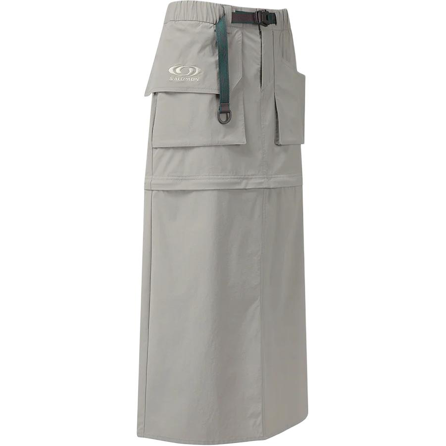 Salomon Solid High-Waisted Detachable Loose Midi Casual Skirt Women skirts Gray LC2818900