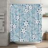 Luxury Blue Floral Pattern Shower Curtain Waterproof Bathroom Decor Home Decoration Customizable Sizes Available for Purchase On