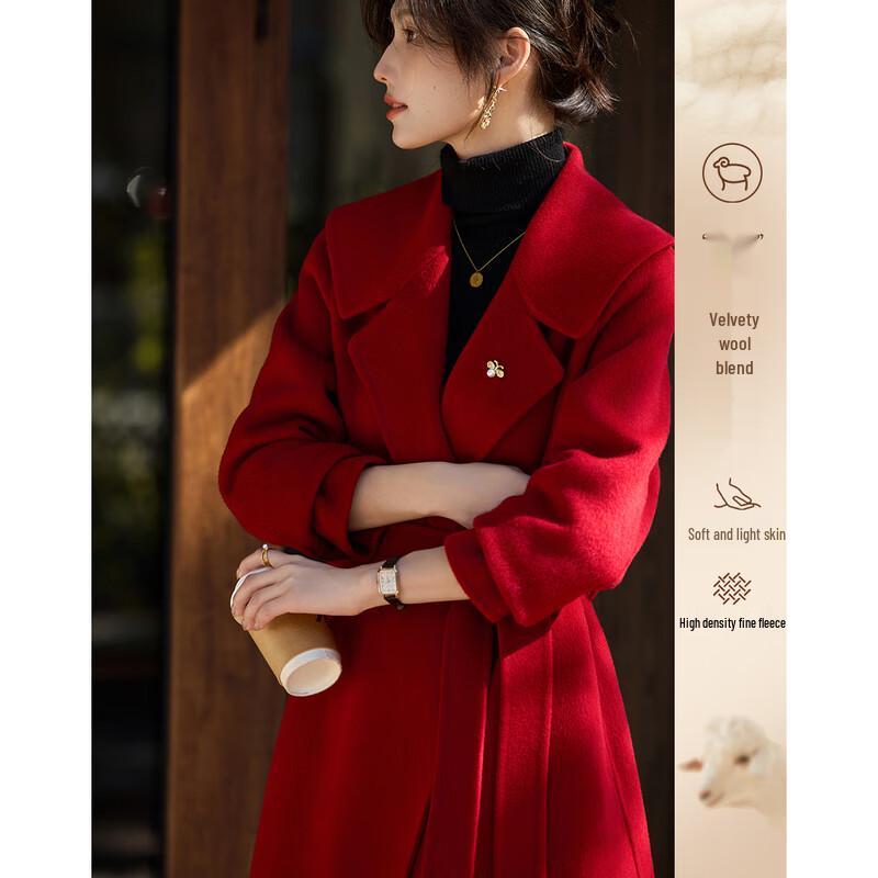 

Women s Elegant Mid-length Woolen Coat S