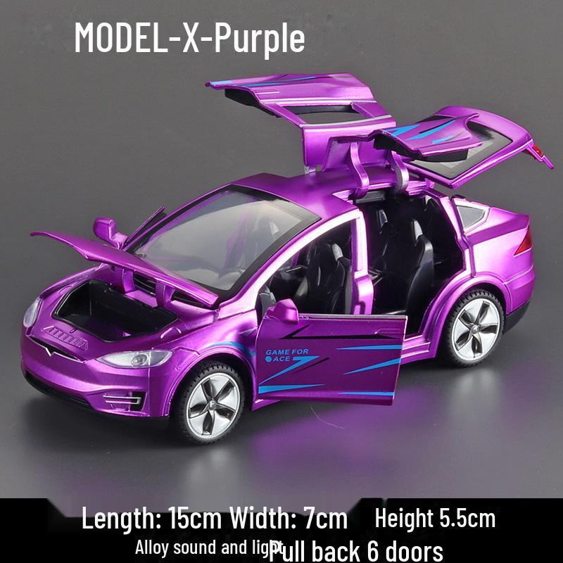 1:32 Tesla Model X Alloy Toy Car with Door Opening, Sound, and Light Features