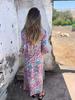 Vestido Longo Casual Soltinho com Decote V e Estampa Feminino 2025