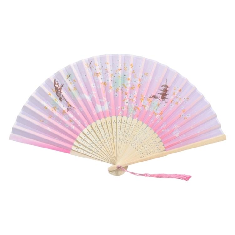 2Pcs Florals Folding Hand Fan Handheld Folding Fan with Flower Pattern Fabric Folding Fan for Wedding Dancing Party