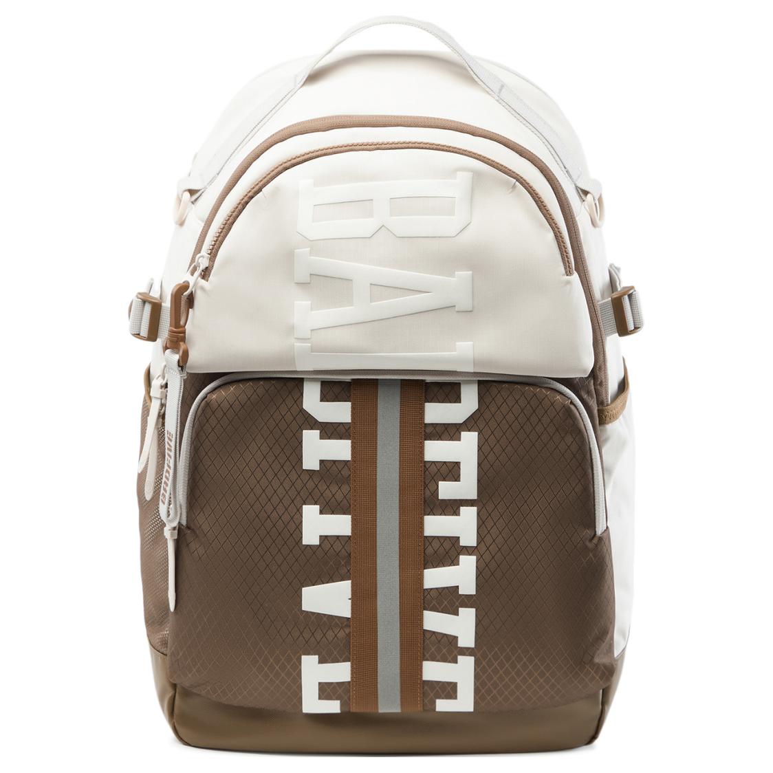 Li Ning Basketball Series Fashion Portable Zipper Closure Polyester Backpack Unisex backpack Oatmeal-Gray Brown ABSU241-3 Oat Gray & Brown