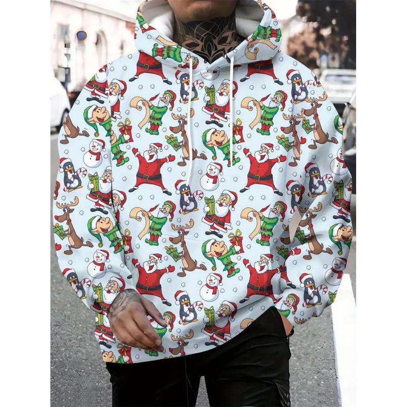 Creative Christmas Snowman 3D Printed Pocket Hoodie Autumn Winter Warm Comfortable Loose Soft Men's Sports Versatile Hoodies