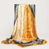 New Spring/Summer Orange Imitation Silk Neckerchief Outdoor Decoration Wraps for Women 90*90cm Cashew Print Square Scarf