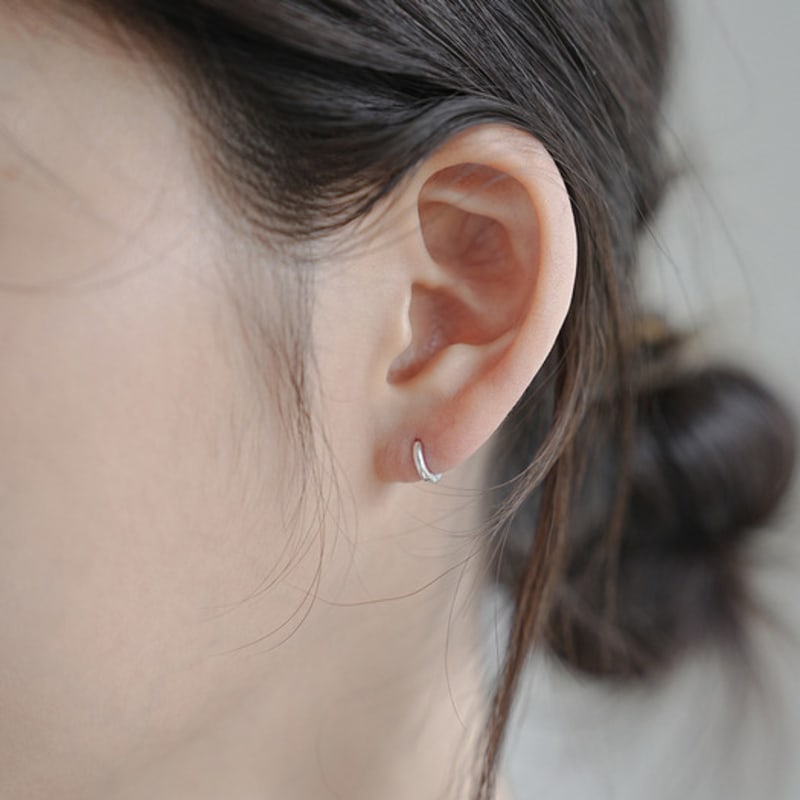 Modernlike Silver 925 One-sided / Classic Ring One-touch Earrings