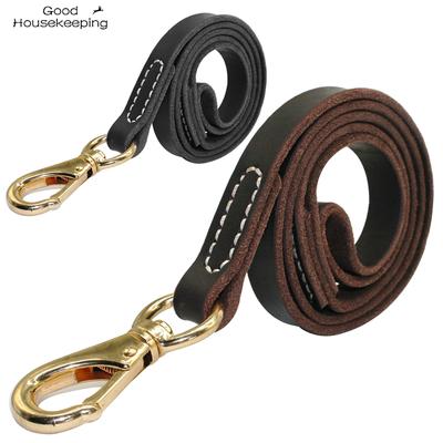 Laisse pour chien en cuir véritable Grands chiens Laisse de promenade pour animaux de compagnie Laisses d'entraînement K9 Longueur 110cm Largeur 1.6 / 2.0cm Couleurs Noir Marron