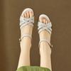 Krazing Pot Cow Skin Thick Med Heels Peep Toe Summer Size 42 Brand Shoes Street Wear Gladiator Elegant Women Sandals