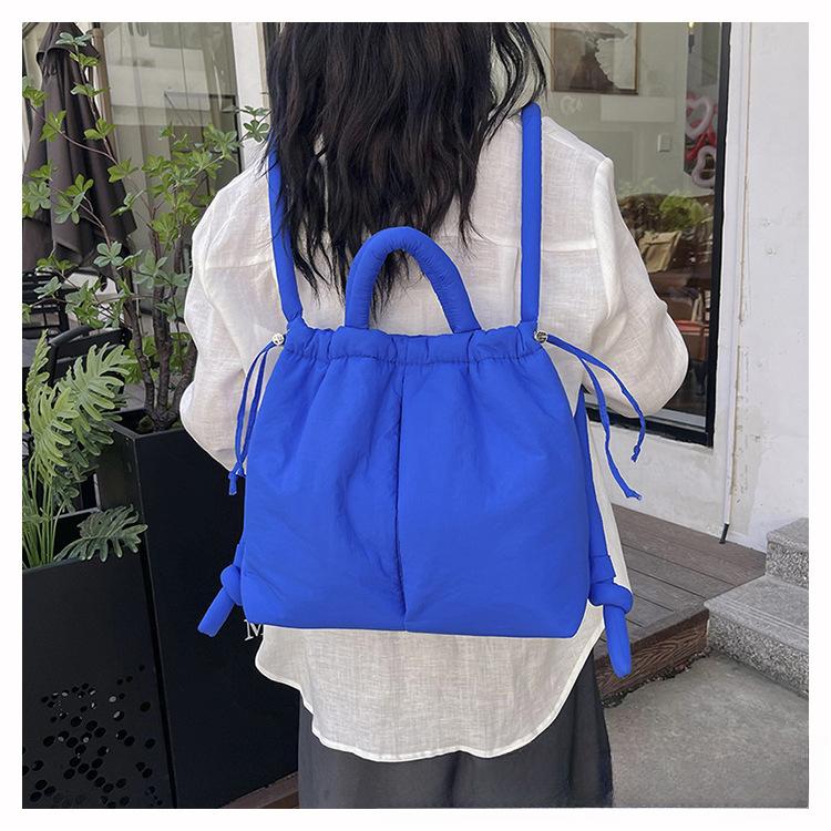 Damen Casual Einzelschultertasche Große Kapazität Nyl Rucksack Damen Daunenbaumwolle Winter Tragetasche Tragbare Make-up Handtasche