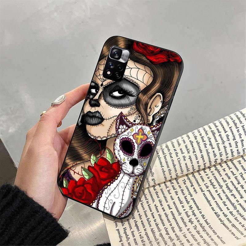 Phone Case For Xiaomi Redmi Note 13 12S 12 Pro 11S 11 10 Pro 10S 12S Redmi 10 10C 9C 13C Skull Skeleton Woman