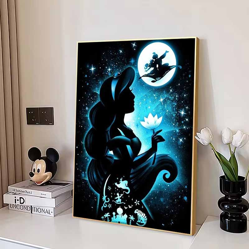 Disney Diamond Painting Featuring Jasmine Silhouette From AladdinA DIY Gift Suitable for Living Room Bedroom Office and Home Décor