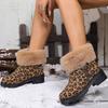 Winter Women's Boots Leopard Print Suede Ankle Boots Women Fluffy Fur Boots Winter Plush Warm Cotton Shoes Botas Invierno Mujer