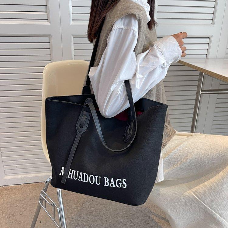Tote Bag New Canvas Women's Bag Autumn and Winter Large Capacity High-end Shoulder Bag Commuter Bag