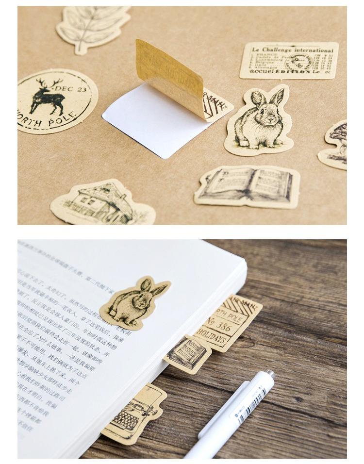 46 Stück Natur Erinnerungen Hinweis Aufkleber Set Mini Vintage Wald Pflanze Tier Aufkleber DIY Klebeposten Dekoration Geschenk Siegel A6430
