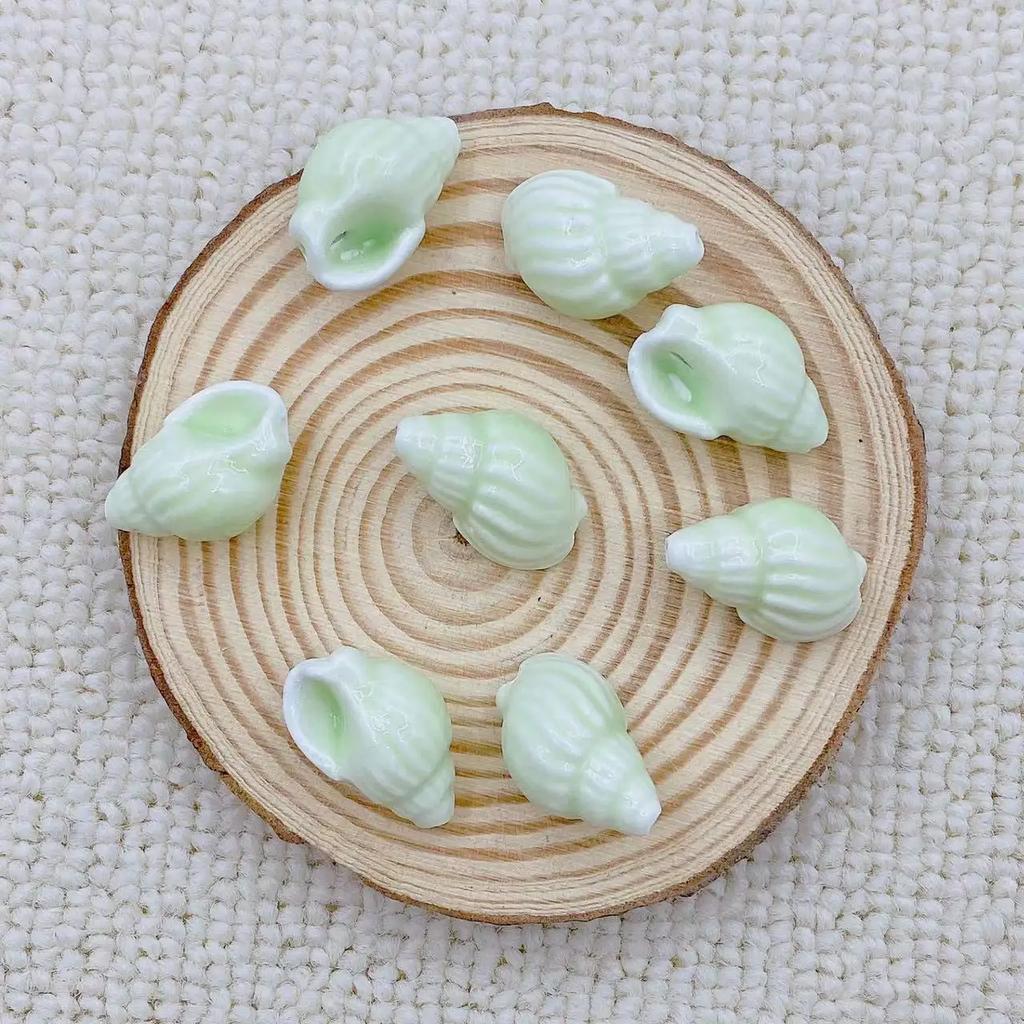 DW43 10Pcs Fashion Conch Shape Good-looking Ceramic Porcelain Beads DIY Handmade Pendant Bracelet Necklace Accessories Jewelry