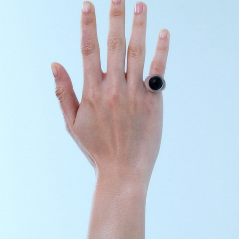 lowool Black frog eye ring